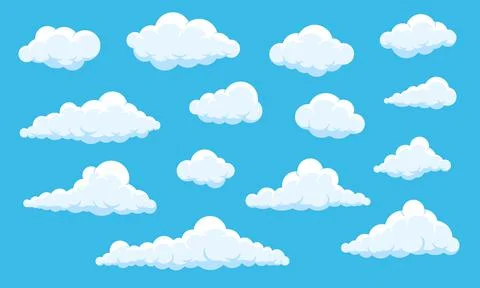Set of clouds isolated on blue sky Stock Illustration
