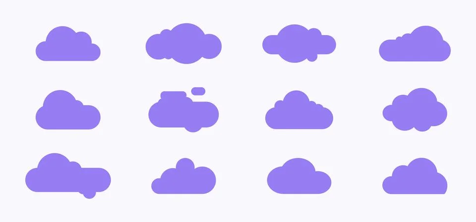 Set of clouds in a linear style. Cloud in Flat style collection. Vector ill.. Stockillustratie