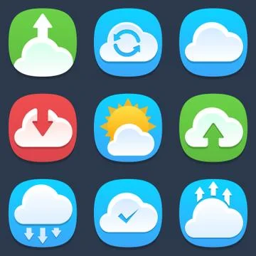 Set of clouds mobile icons in flat design Stock Illustration