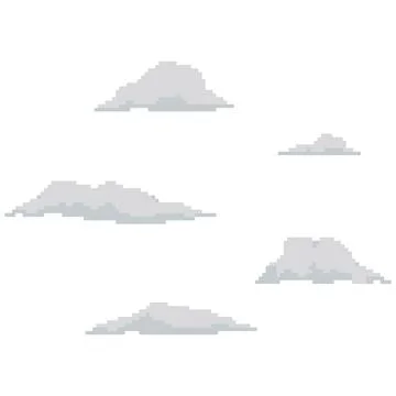 Set of clouds in the pixel art style. Vector illustration. Stock Illustration