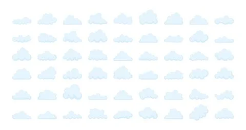 Set of Clouds silhouettes. Abstract white cloudy set. Vector stock illustration Иллюстрация