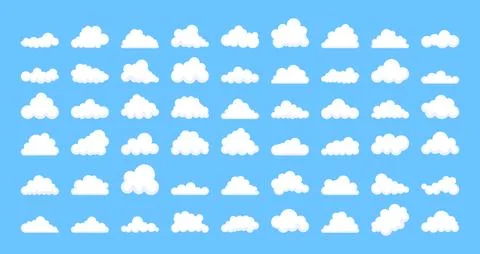 Set of Clouds silhouettes. Abstract white cloudy set. Vector stock illustration Stock-Illustration
