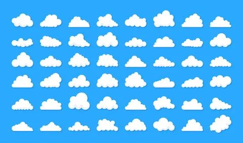 Set of Clouds silhouettes. Abstract white cloudy set. Vector stock illustration Stockillustratie