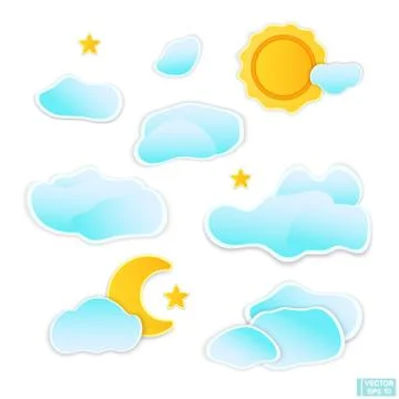 Set of clouds stickers Ilustração Stock