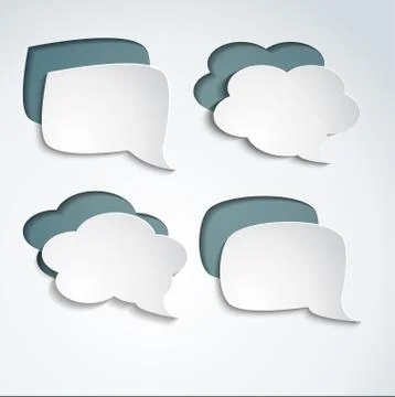 Set of clouds for thought paper curved volume Illustrazione stock