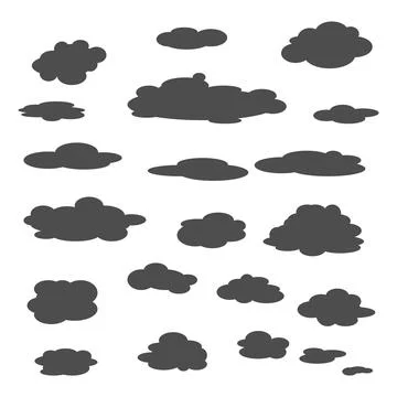 Set of clouds on a white background. Flat style vector illustration. Stock Illustration