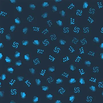 Set Cloudy with rain and sun, Storm, Tornado and snow on seamless pattern Stock Illustration