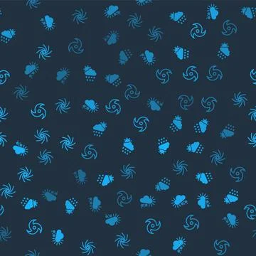 Set Cloudy with snow, snow, rain, sun, Tornado and on seamless pattern. Vector Stock Illustration