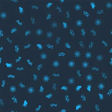 Set Cloudy, Tornado, Wind and rain with snow and on seamless pattern. Vector Stock Illustration