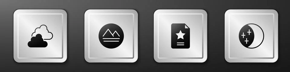 Set Cloudy weather, Earth element, Star constellation zodiac and Eclipse of sun Ilustração Stock