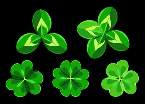 A set of clover leaves Stock Illustration