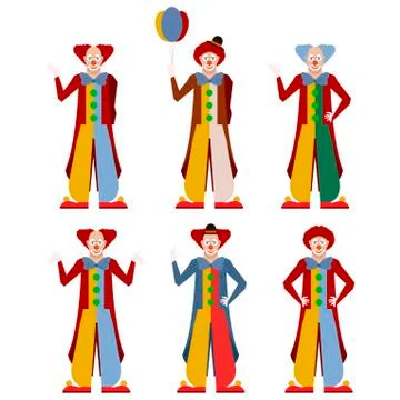 Set of clowns Stock Illustration