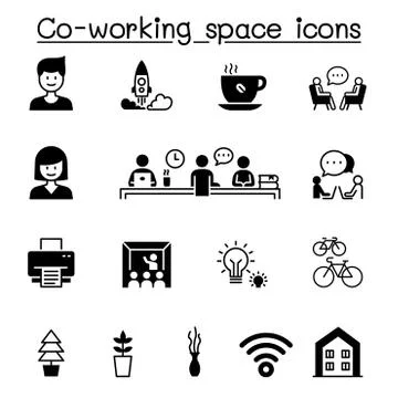 Set of Co-working space &amp; Startup related vector icons. contains such Icons a Stock Illustration