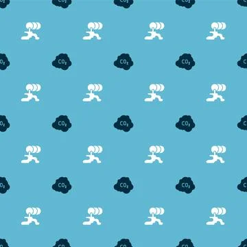 Set CO2 emissions in cloud and Barrel oil leak on seamless pattern. Vector Stock Illustration