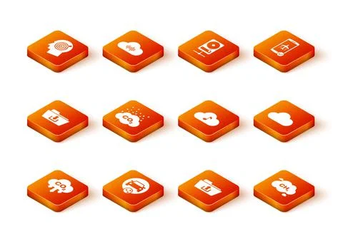 Set CO2 emissions in cloud, Car sharing, Folder download, , upload and Music Stock Illustration