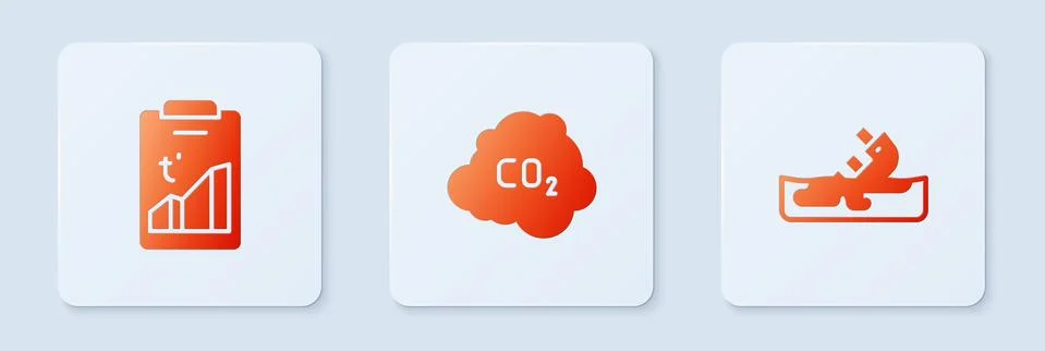 Set CO2 emissions in cloud, Global warming and Wrecked oil tanker ship. White Stock Illustration
