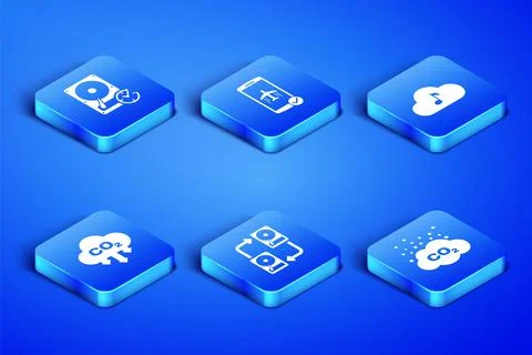 Set CO2 emissions in cloud, Hard disk drive with clockwise, Data exchange hhd 库存插图