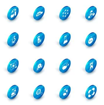 Set CO2 emissions in cloud, Molecule, Ozone, Microscope, Atom, Test tube with 스톡 일러스트