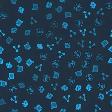 Set CO2 emissions in cloud, Refund money, Share and file on seamless pattern 库存插图