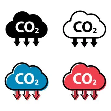 Set of CO2 reduce cloud icon, clean global emission, environment eco design s Stock Illustration