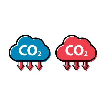 Set of CO2 reduce cloud icon, clean global emission, environment eco design s Stock Illustration