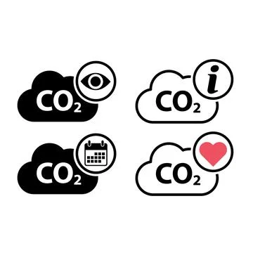 Set of CO2 reduce cloud icon, clean global emission, environment eco design s Stock Illustration