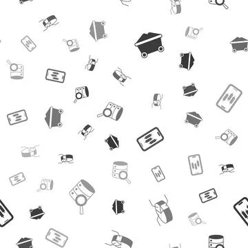 Set Coal mine trolley, Pie chart infographic, Mobile stock trading and Server on Illustrazione stock