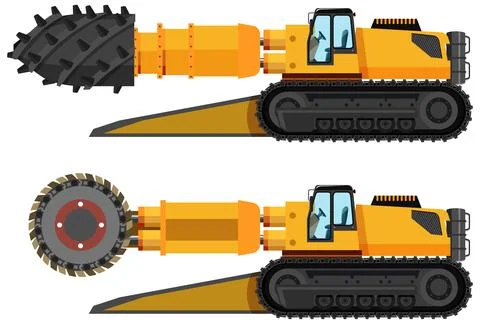 Set of coal mining roadheader Stock Illustration