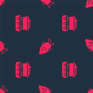 Set Coal train wagon and Dead fish on seamless pattern. Vector イラスト素材