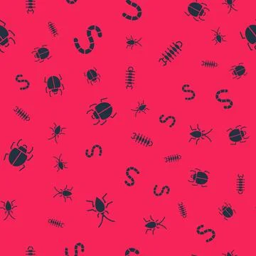 Set Cockroach, Worm, Mite and Centipede on seamless pattern. Vector イラスト素材