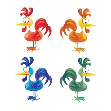 Set of cocks isolated on white background Stock Illustration