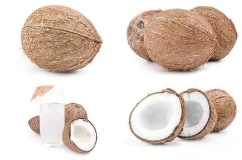 Set of coconut over a white background Foto stock
