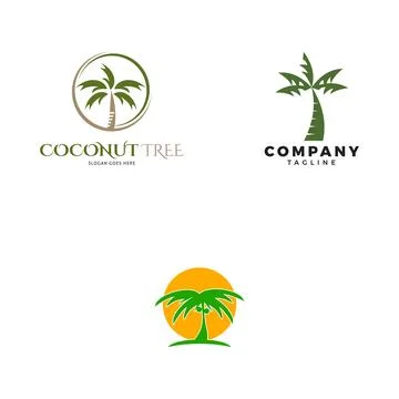Set of Coconut Tree Icon Vector Logo Template Illustration Design Stock Illustration