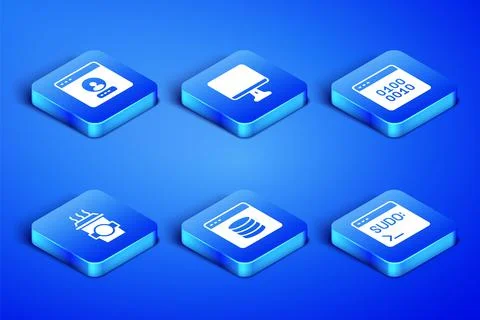 Set Code terminal, Create account screen, Server, Data, Web Hosting, Coffee cup Stock Illustration