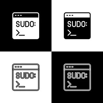 Set Code terminal icon isolated on black and white background. Browser window Stock Illustration