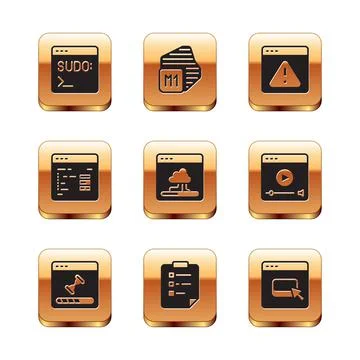 Set Code terminal, Loading data window, Clipboard with checklist, Cloud techn Stock Illustration