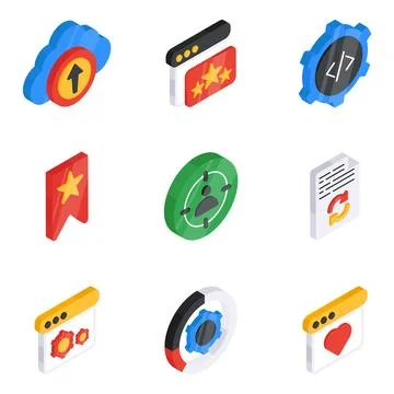 Set of Coding and Programming Flat Icons Stock-Illustration