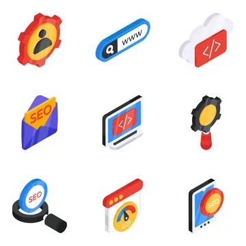 Set of Coding Flat Icons Illustration