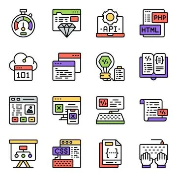 Set of Coding Flat Icons Stock-Illustration