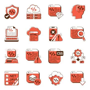 Set of Coding Flat Icons Stock Illustration
