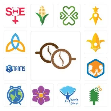 Set of cofee, simple tree service, never give up, saffron, earth hour, arm wr Free Stock Illustration