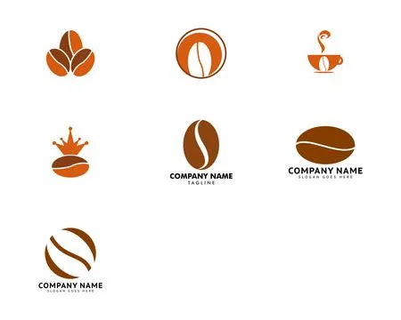Set of Coffee Bean Logo Template Vector Icon Illustration Design Stock Illustration