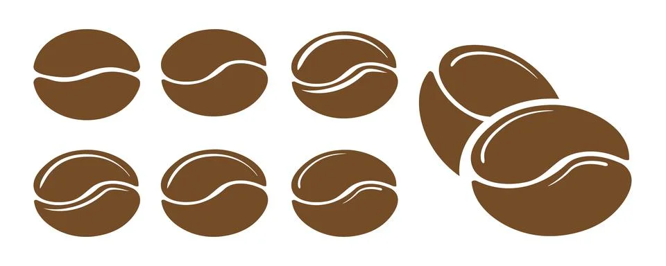 Set of coffee beans icons. Vector illustration. Stock Illustration