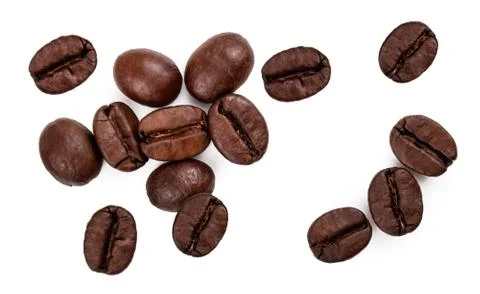 Set of coffee beans isolated on white background Stock Photos