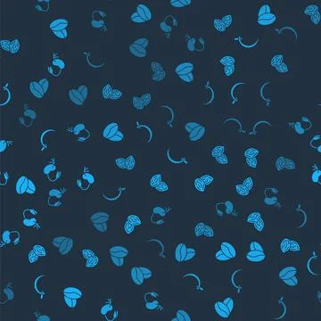 Set Coffee beans, Seed, Sickle and Sprout on seamless pattern. Vector 库存插图