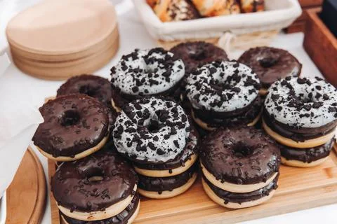 Set of coffee break in the hotel during conference meeting, with tea and co.. Stock-Fotos