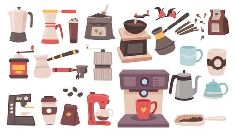 Set of Coffee brewing methods Element Collections, Collection of coffee too.. Stock Illustration