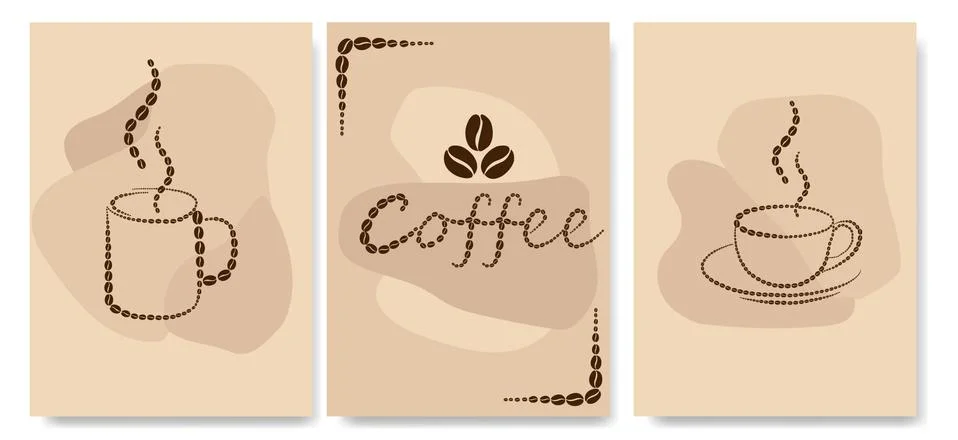 Set of coffee composition with Coffee beans Stock Illustration