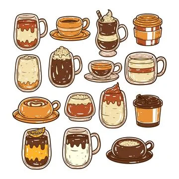 Set of coffee cup drink vector illustration Stock Illustration