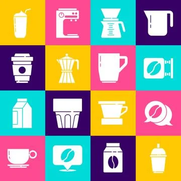 Set Coffee cup to go, and conversation, Street signboard coffee, Pour over maker Ilustración de archivo